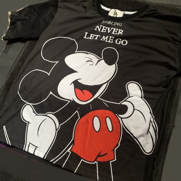 VTG 90s Disney Mickey Darling Never Let Me Go Sngle Stch Tee Adult L Unisex RARE - Picture 3 of 6